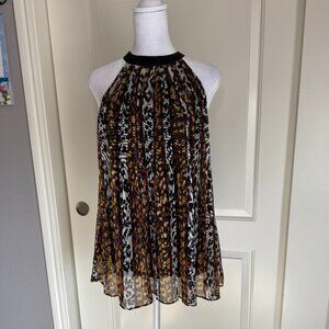 ECI Animal Print Pleated Sleeveless Top, Size 8